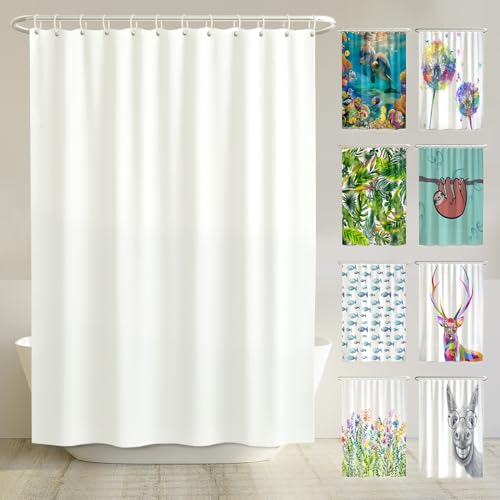 arteneur® - Duschvorhang Weiss - Anti-Schimmel Duschvorhänge 200x220 - Recycelt mit Öko-Tex Standard 100 - Beschwerter Saum, Blickdicht, Wasserdicht, Waschbar, 12 Ringe & E-Book