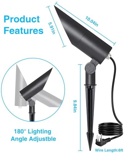 SUNVIE 20W LED Spot Lights Outdoor Weatherproof 5000K Dusk to Dawn Flag Pole Light 120V Plug in Landscape Spotlight with Photocell Sensor Ultra Bright Bullet Flag Light for Yard Garden Tree Statue