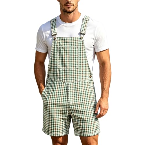 Mono a rayas para hombre estilo británico con pantalones cortos de trabajo estival y tirantes