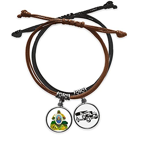 Bracelet Honduras emblème national chaîne cuir tressé main homme