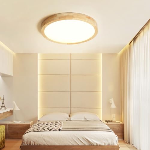 Plafonnier LED en bois à économie d'énergie avec télécommande - 4