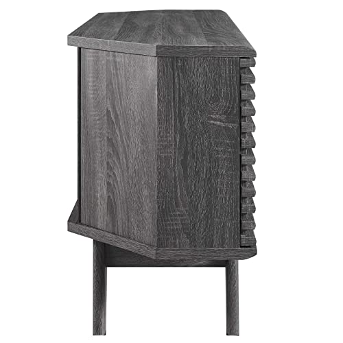 Modway Render Mid-Century Modern Low Profile 46" Corner Media Tv Stand In Charcoal #TOP3