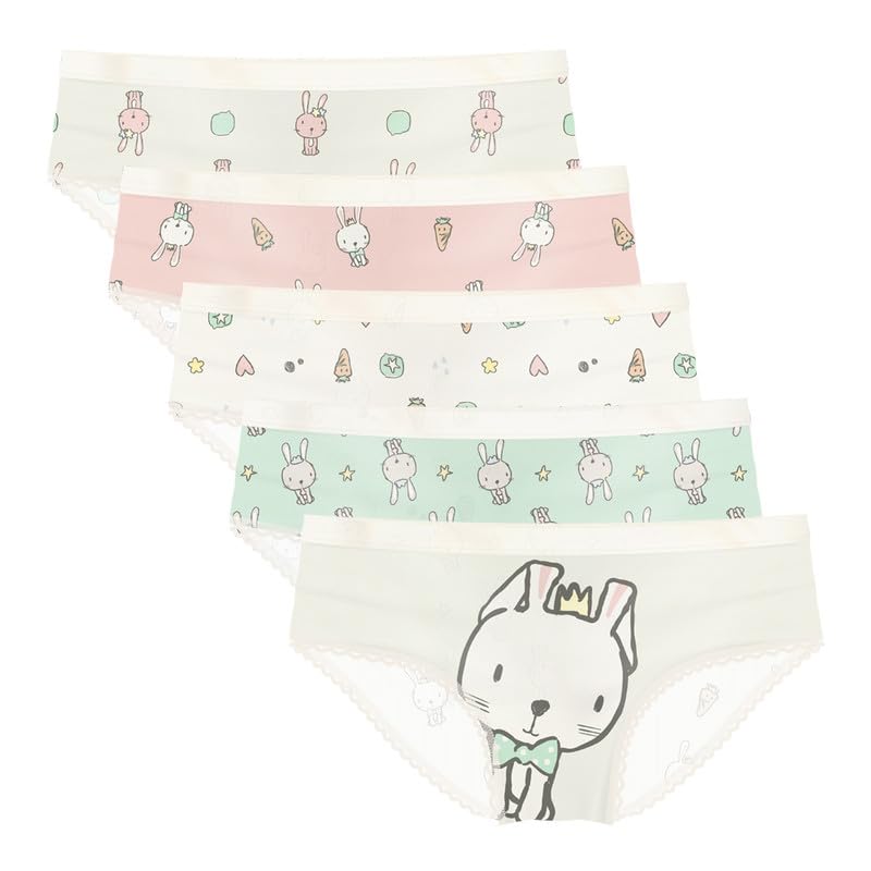 5-Pack Girls' RABBIT Design Ultra-Soft Microfiber Panties with Cotton Lining
