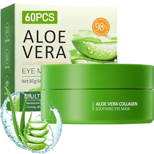 Aloe Vera Under Eye Patches (60 Pairs), Collagen Eye Patches, Collagen Eye Mask for Dark Circles, Puffiness, Wrinkles & Fine Lines, Hydrating & Soothing Anti-Aging Skincare for Men & Women