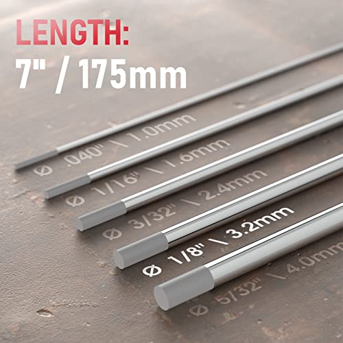 Image of YESWELDER TIG Welding Tungsten Electrode 2% Ceriated | 10-pk 1 /8 inch x 7 inch Gray WC20 /EWCe-2
