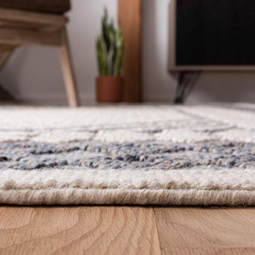 SAFAVIEH Area Rug 8x10 - Natura Collection - Large - Cream & Navy, Handmade Wool, Ideal for Living Room, Bedroom, Dining Space (NAT625N) - Image 6