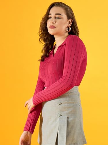 Image of 98 Degree Women Pure Cotton Collar Neck Sweater Has A Full Sleeve & Straight Hem-AW25AZG1154-BLACK