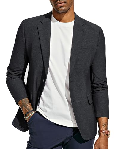 PaulJones Sakko Chaqueta de traje para hombre con 2 botones, corte regular, cuello de solapa, color negro, XL, Negro , XL
