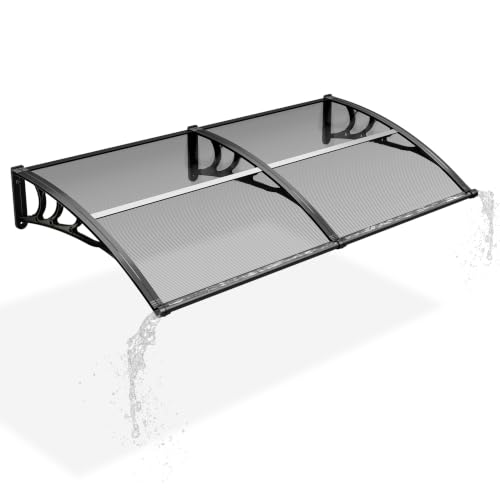 Image of Warmiehomy Door Canopy with Gutters, Dark Grey, 200x100 cm