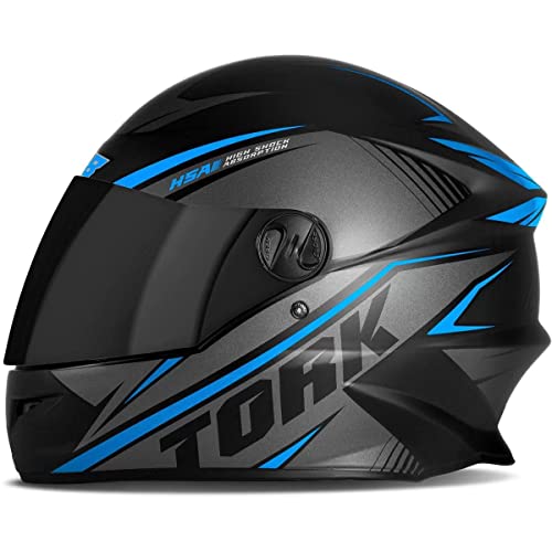 Capacete Moto R8 Pro Tork 58 Viseira Fume Preto/Azul Claro