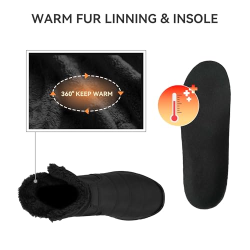 Image of Men's Winter Waterproof Snow Boots Non-Slip Work Boots Warm Slip On Mid-Calf Booties Lightweight Outdoor Athletic Diabetic Boots