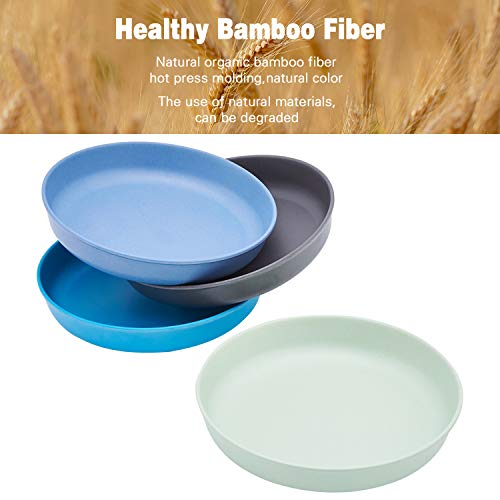 4pcs Bamboo Kids Plates for Baby Feeding, Non Toxic & Safe Toddler Plates