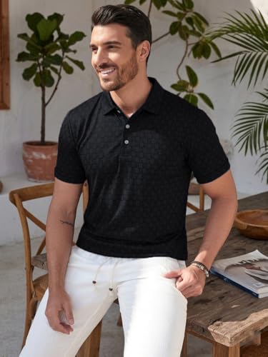 Image of TAGDO Men's Cotton Premium Casual Jacquard Fabric Polo T Shirt for Man | Collar | Half Sleeve | Comfortable Fit with Modern Style | Trendy Look (2067)