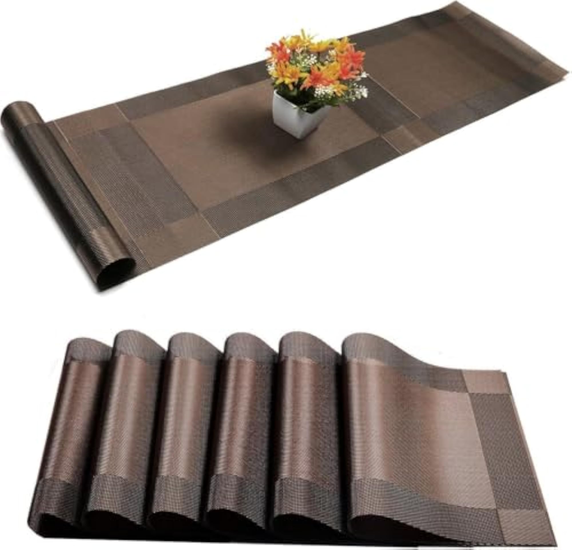 Viny Heat Resistant Washable Kitchen Tablemat Set with Runner