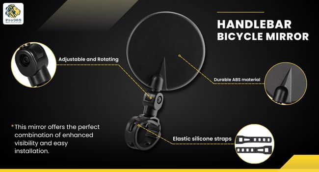 Image of PRO365 Cycle Rear View Mirror & Memory Foam Bicycle Seat Combo | Adjustable Wide-Angle Handlebar Mirror | Waterproof Shock-Absorbing Bike Saddle with Reflective Strip