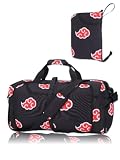 Anime Gym Bag for Women Men - Foldable Large Workout Travel Soccer Basketball Sports Tactical Camping Weekender Overnight Expandable Foldie Carry On Duffle Bag with Shoe Compartment, 55L (Akat)