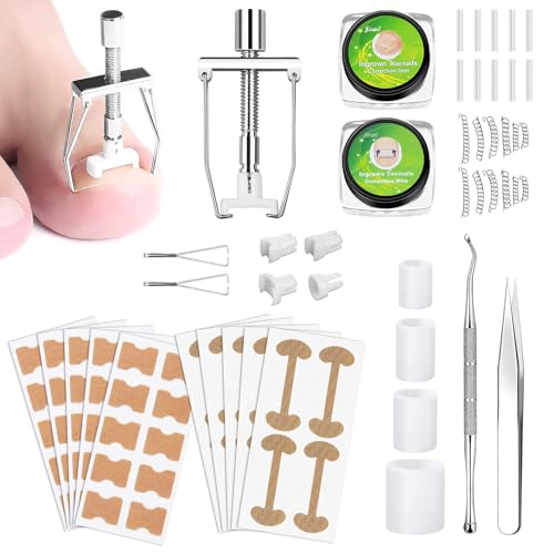 Ingrown Toenail Removal Kit Ingrown Toenail Treatment Tool Kit Ingrown Toenail Corrector Tools with Toenail Braces, Podiatry Tools, Ingrown Toenail Corrector Strips and Patch for Toe Pain Relief