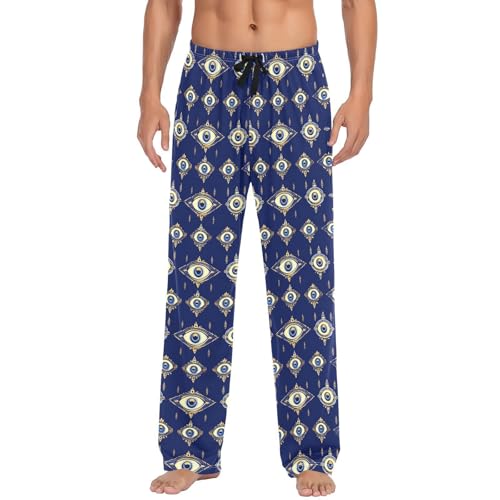 Turkish Evil Eye Symbols (1) Men's Pajamas Pants Cotton Sleep Bottoms Pants Lounge Sleepwear - S2
