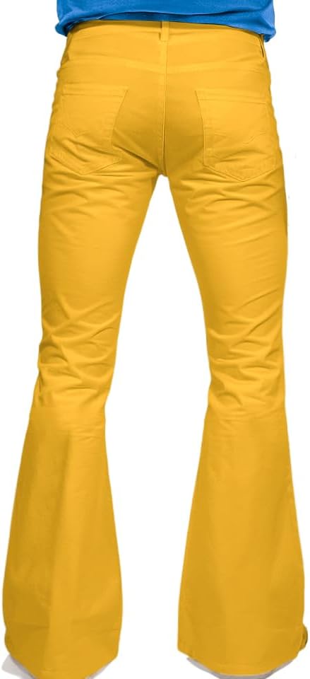 70s Disco Pants for Men,Mens Bell Bottom Jeans Pants,60s 70s Bell Bottoms Vintage Denim Pants Jeans for Men Medium Yellow image 3 of 6 B0BK6C6M7M