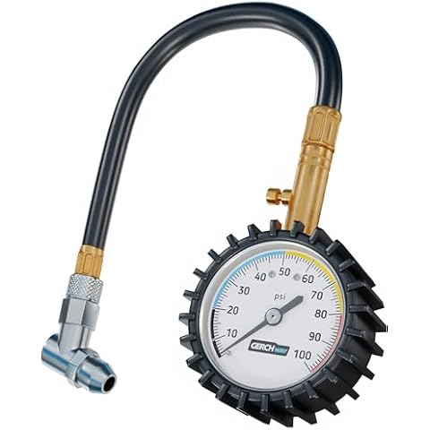 Tire Pressure Gauge 100 PSI - Large Dial Numbers & 45° Angle Chuck, Accurate Air Pressure Gauge for Tires Cover