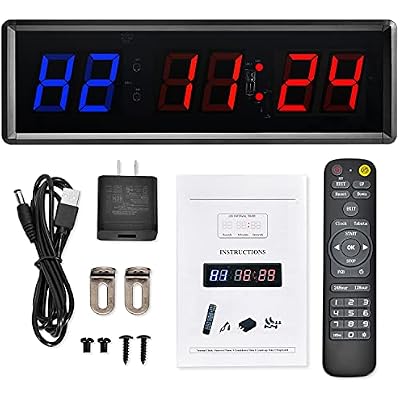 Gym Clock With Remote, 1.5 1.8 Metal LED Timer, Crossfit Workout Stopwatch, Tabata Countdown for Home