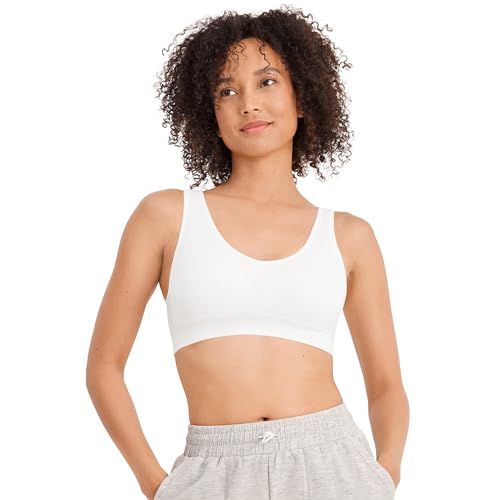 Jockey Women's Bra Seamfree Cotton Blend Light Support Bralette, Diamond White, XL