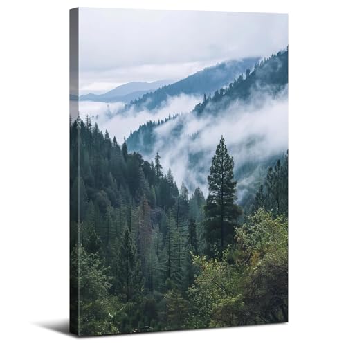 Foggy Forest Canvas Wall Art Great Smoky Mountain Landscape Picture