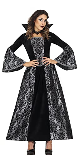 FIESTAS GUIRCA Disfraz de Vampiresa Glamurosa   Vestido Condesa Vampiro Plateado y Negro Disfraz Halloween Mujer Talla 36 38 S