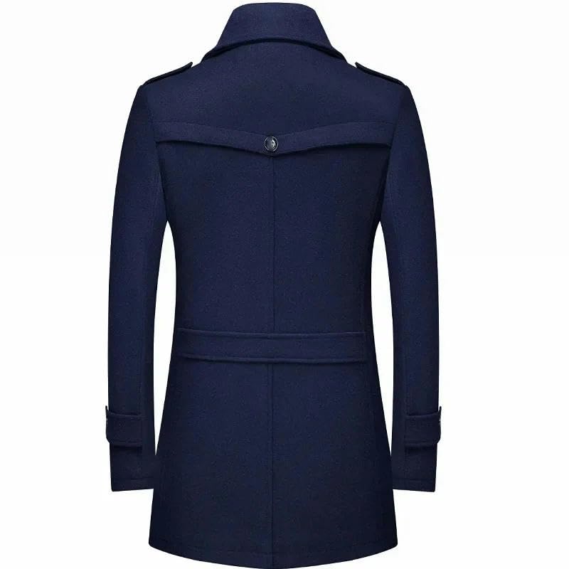 Manteau en laine pour homme coupe ajustée et chaude d'hiver taille XS noir uni BK001