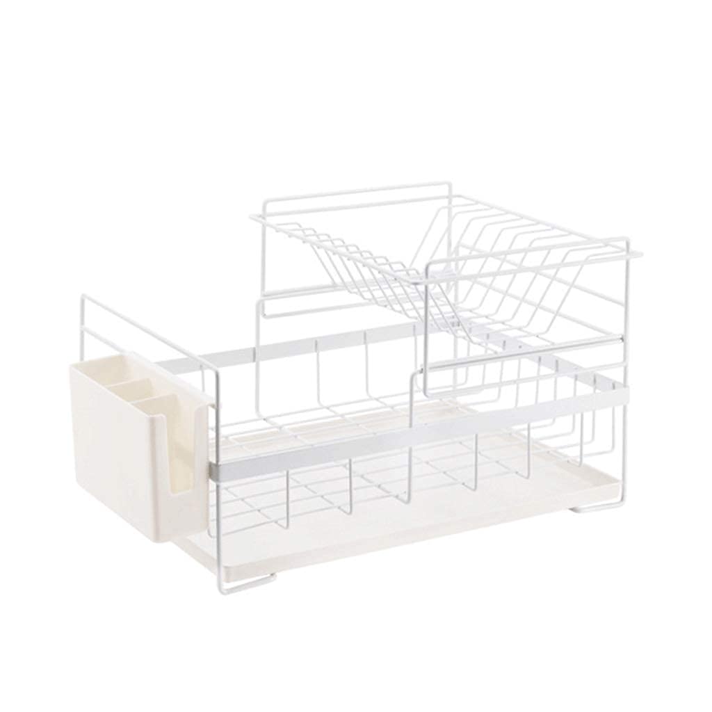 Escurreplatos Rejilla para secar Platos Rejilla para secar Platos de Cocina Capas Dobles Desmontables con Bandeja de Goteo Soporte para Utensilios En
