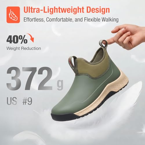 HISEA Men's Ankle Rain Boots Waterproof, Anti-Slip Traction Outdoor Neoprene Walking Shoes, Lightweight Travel Sneakers for Mens Business Casual Wear — view 4
