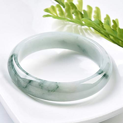 Hsuming Natural Stone Green Floating Flowers Chinese Jade Bangle Bracelets For Women, A00001-56Mm #TOP2