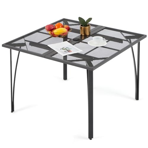 AECOJOY 39.4" Outdoor Patio Dining Table for 4, Square Metal