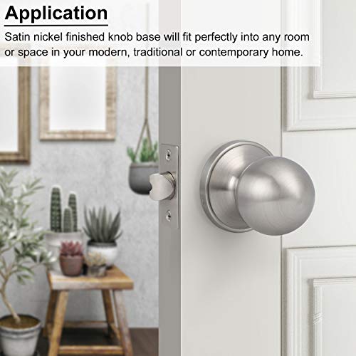 Knobonly 10 Pack Hall/Closet Satin Nickel Finish Door Knobs Without Keys Ball Shape Door Sets #TOP3