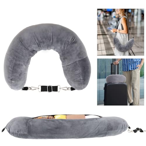 SMEKLYN Stuffable Neck Pillow for Travel, Travel Pillow Stuffable with Clothes,Fillable Travel Pillow Storage Bag, Packable Clothing Travel Neck Pillowcase for Airplane, Pillow Cover with Storage