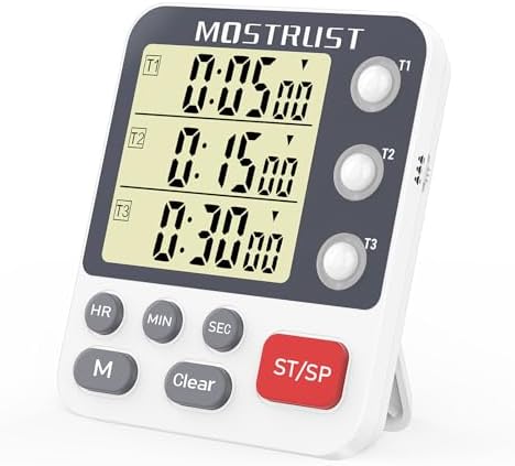 Digital Dual Kitchen Timer, 3 Channels Countdown Triple Timer for...