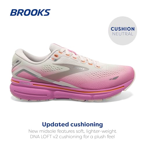 Brooks Brooks Women's Ghost 15 Neutral Running Shoe - Grey/Coconut/Fuchsia - 8 Medium