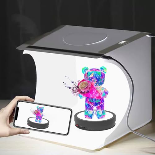 JAYEGT Variety Colors LED Light Base Non-Slip Rotating Display Stand , 66lbs Load, 360 Degree Photography Turntable forProducts Shows, Glass Crystal Artwork, Jewelry，Remote Control (12.6inch / 6Color LED Light /Black / Wired) by JAYEGT - Used condition - Image 2
