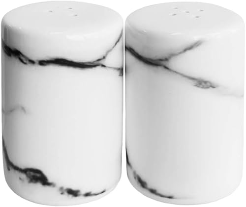 Sizikato 2 saleros y pimenteros de cerámica con rayas de mármol, muebles de cocina y decoración de mesa.