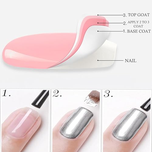 Metal Nail Polish Rose Gold Nail Varnish, Quick Drying Rose Gold Metallic Effect Nail Art Polish, Mirror Nail Varnish Long Lasting Non-Peelable Magic Mirror Gel Nail Polish No UV Needed - Image 8