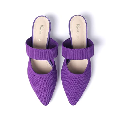 Image of Semwiss Pointed Toe Mules for Women Chunky Low Heeled Sandals Breathable Backless Mesh Knit Slip on Loafers