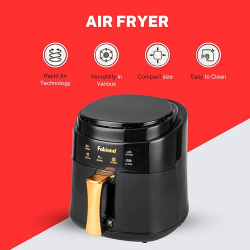 Image of Fabiano 8L Digital Touch Control Air Fryer 1400W (Black) - Large Capacity, Oil-Free Healthy Cooking, Fast & Even Frying | Easy Clean