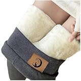 YIFANG Damen Thermoleggings Gefüttert Dicke Kaschmir Samt Winter Warme Hose Bequem High-Waist with-Fleece-Strumpfhose Mond Katze Tier Drucken Pyjamahose Strumpfleggings Thermohose