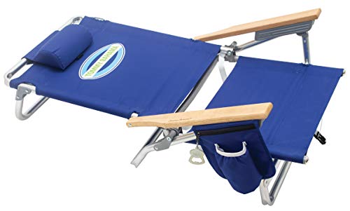 Image of Tommy Bahama 5-Position Lay Flat Beach Chair, Navy, 2-Pack