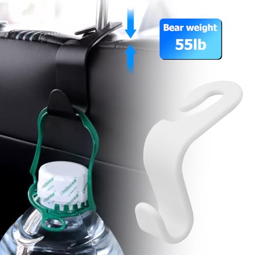 Image of 4PCS Car Back Seat Headrest Hooks, Rear Car Seat Storage Headrest Hanger Holder Hooks Organizer, Universal Auto Interior Accessories for Bag Purse Handbag Cloth Coats Grocery (White)