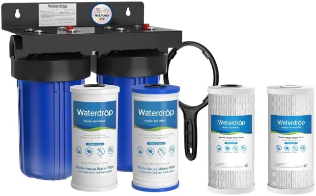 Waterdrop Sistema de filtro de agua para toda la casa, filtración de 5 etapas, reduce altamente el plomo, el cloro, el olor y el sabor, con filtro