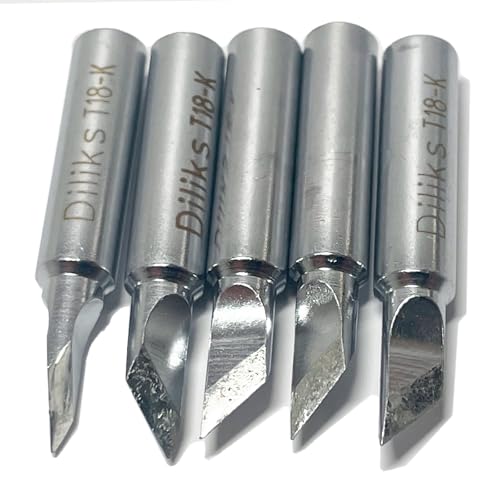 T18-K Soldering Iron Tips 5pcs Set, Knife tip, For HAKKO FX-888D FX-888 FX-8801 FX-600, 2.0mm/45° R5.0mm x 14.0mm