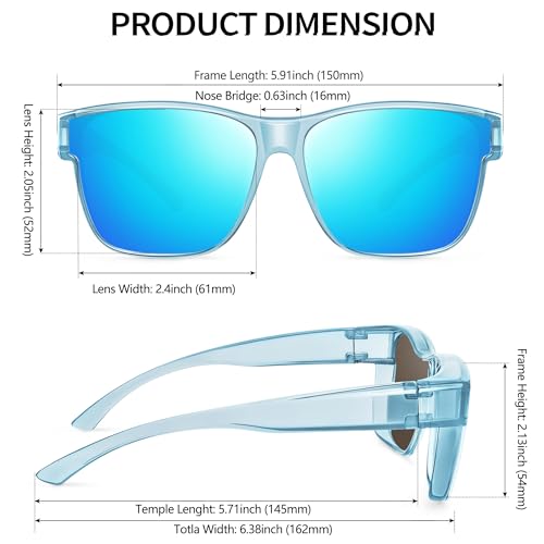 Image of URUMQI Polarized Sunglasses Fit Over Glasses for Men Women, Oversized Square Sun Glasses UV400 Protection