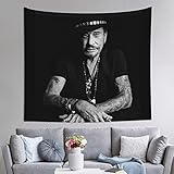  Oudrspo Johnny Leo Smet Hallyday Tapisserie pour Chambre Salon Chambre Dortoir Accessoires Décoration Murale 60x51in