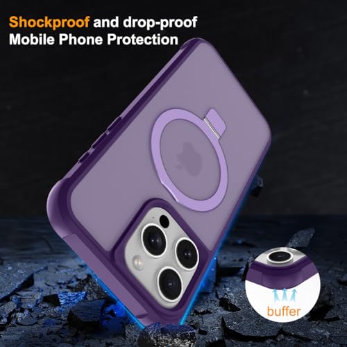 CHAOFEnG Magnetic Compatible with iPhone 16 Pro Max Case with Stand [Military Grade Drop Tested][Compatible with Magnet] Ring Translucent Slim Hard Back Soft Edge, Purple by CHAOFEnG - Used condition - Image 2